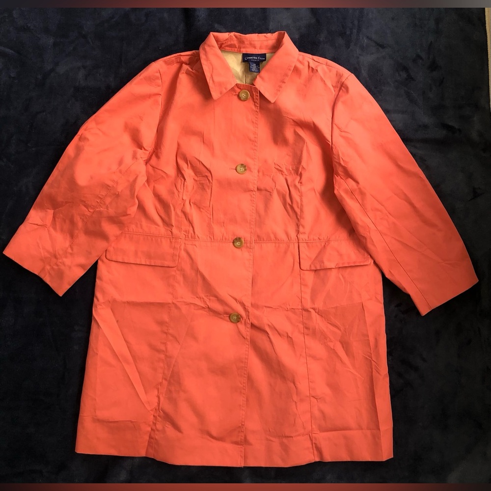 Charter Club Coral Pink Trench Jacket 2X